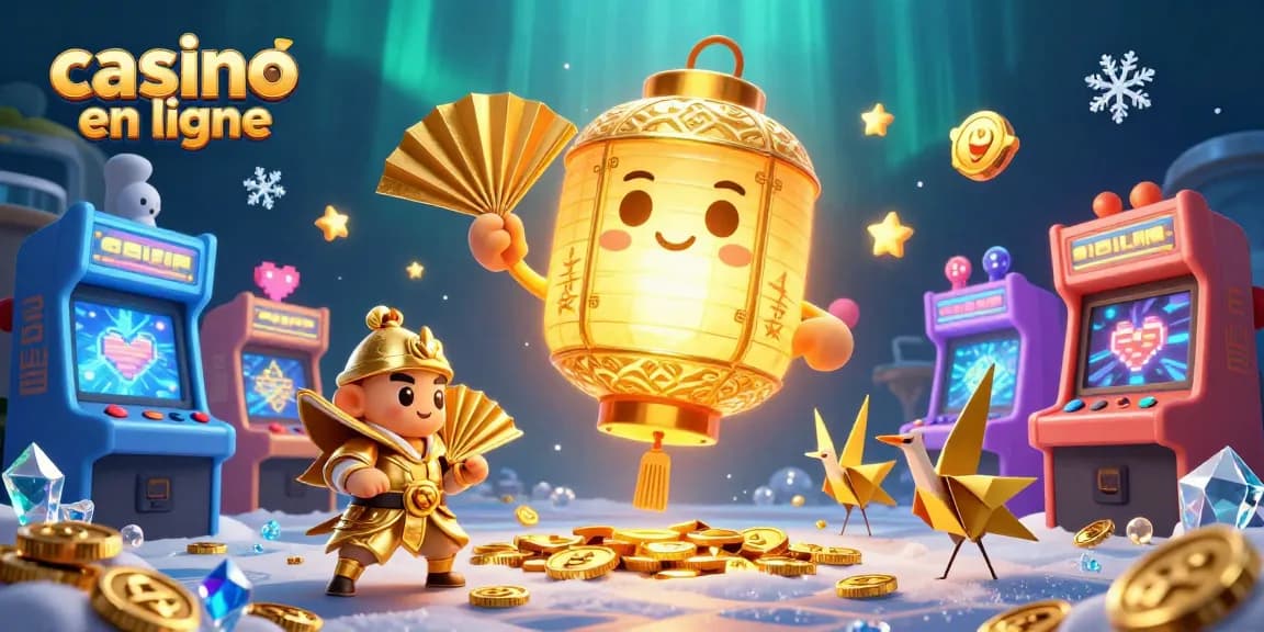 Jouer au casino en ligne avec un esprit lantern lumineux et des guerriers en papier dans un casino animé.