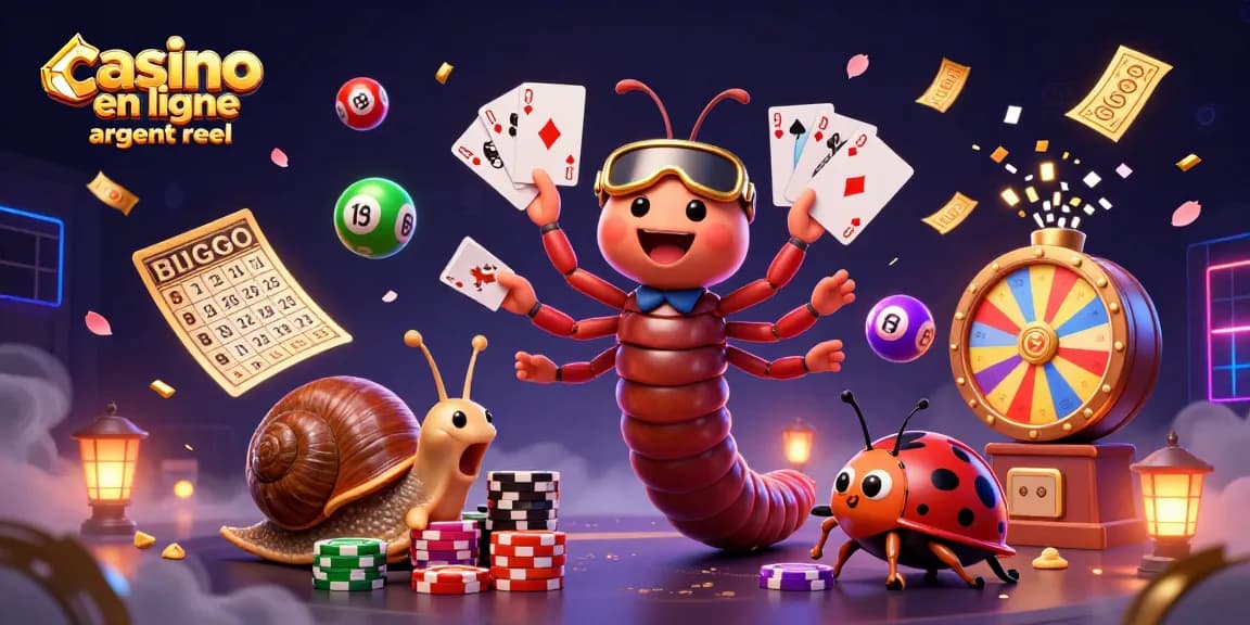 Jouez au casino en ligne argent réel avec un croupier millipède et des balles de loterie colorées