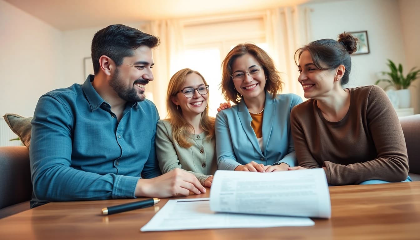 Family engaging in a happy moment in their home, representing the benefits of auto and home protection plans.