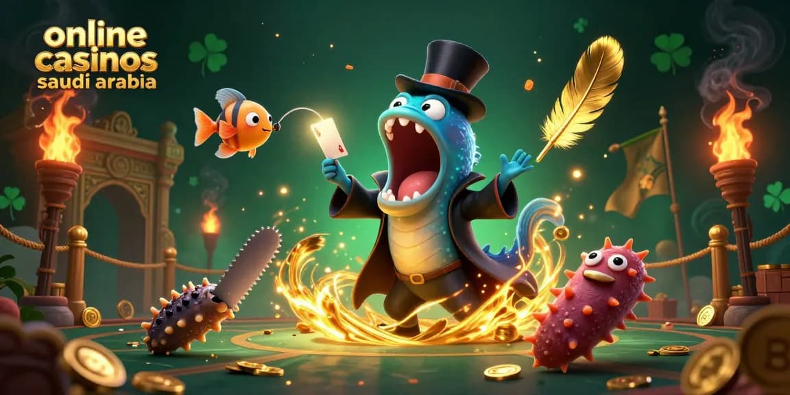 Engage with online casinos Saudi Arabia through this vivid fantasy illustration of gambling-themed sea creatures.
