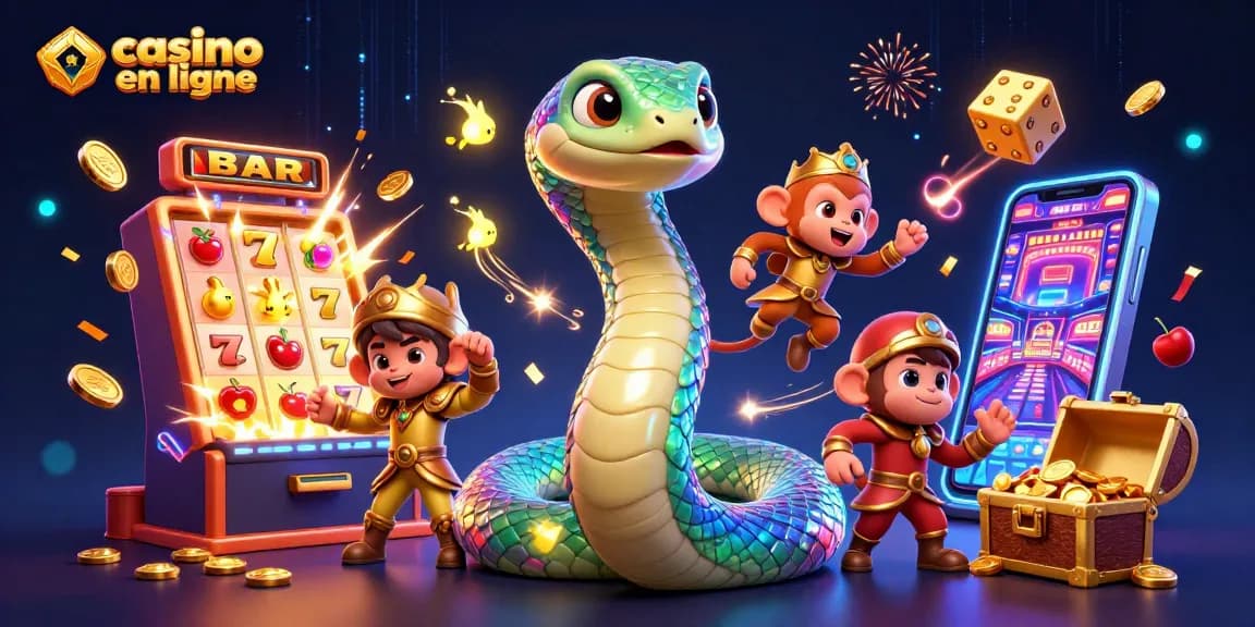 Découvrez le serpent arc-en-ciel et le roi singe dans cet univers animé de casino en ligne, plein de magie.