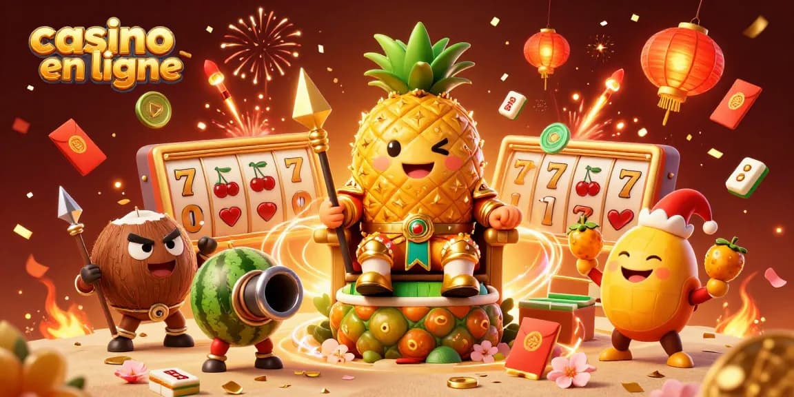 Vivez l'expérience de casino en ligne avec le roi ananas et des éléments de jeu captivants.