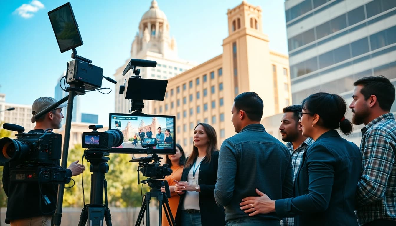 Video Production Company Phoenix showcasing a professional team collaborating on a live film shoot.
