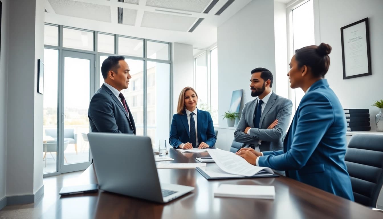 Consultation at https://www.ihavealawsuit.com highlighting a professional legal discussion in a modern office.