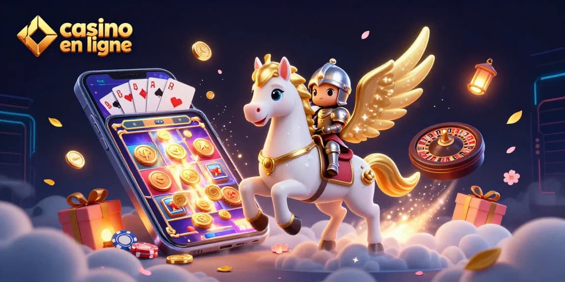 Découvrez le monde du casino en ligne avec un cheval astral et un chevalier en armure dans une scène dynamique.