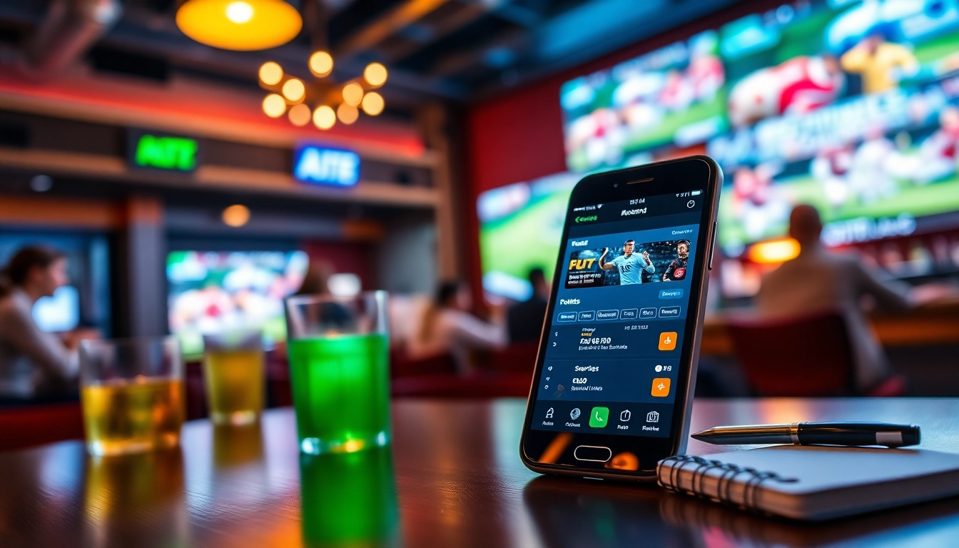 Explore the best sports betting apps in India with a dynamic sports betting interface displayed in an engaging setting.