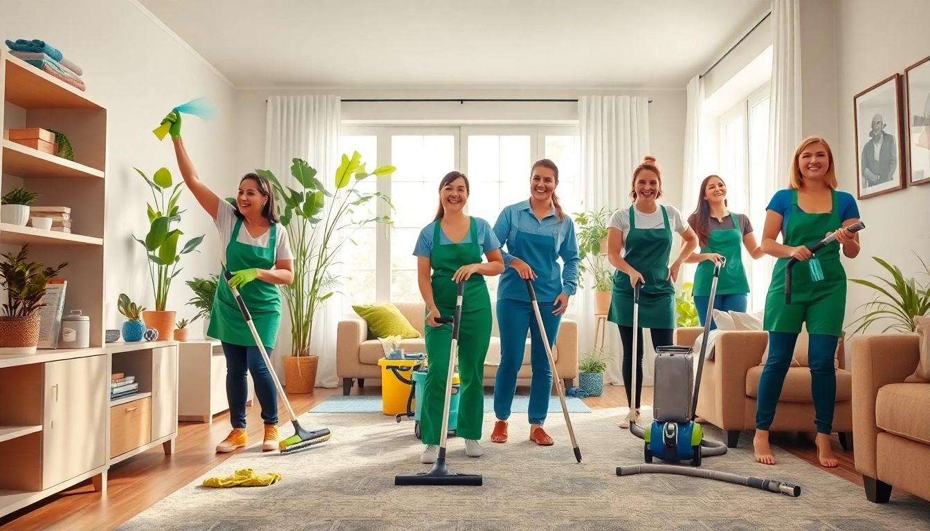 Cleaning Service team actively organizing and cleaning a lively home environment.