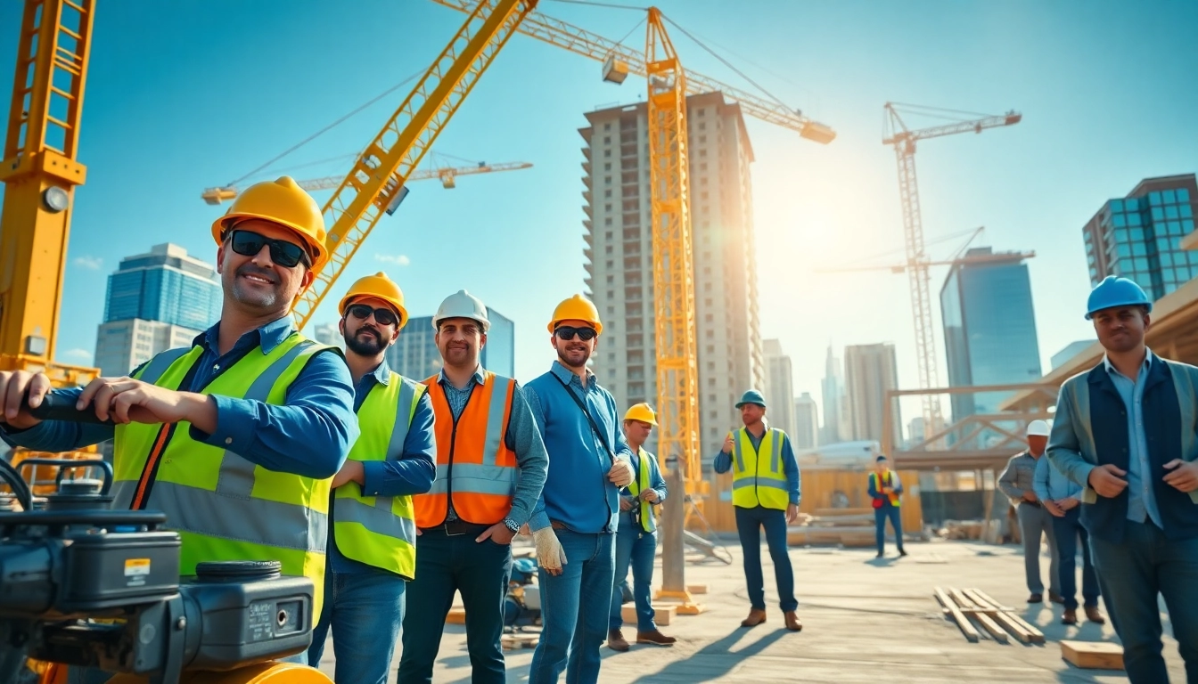 Engaged workers exemplifying the expertise of a New Jersey Commercial General Contractor on a lively construction site.