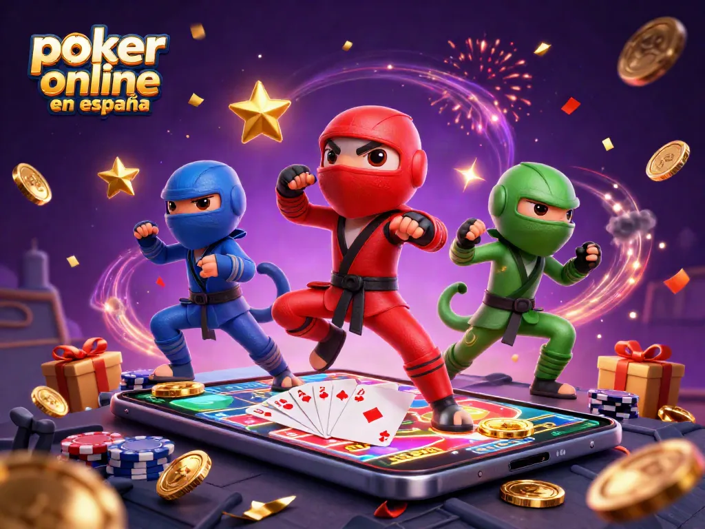Juega poker online en España con emocionante acción de un equipo de camaleones en combate.