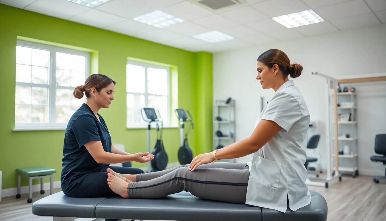 Physiotherapie Stuttgart: Therapeut in modernem Behandlungsraum mit Patient