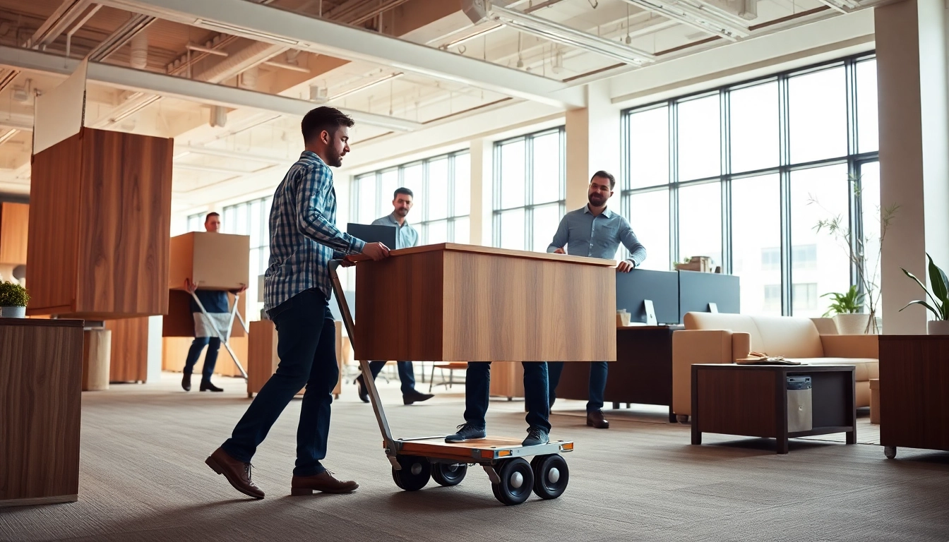 Commercial Movers expertly handling office furniture during an efficient relocation.