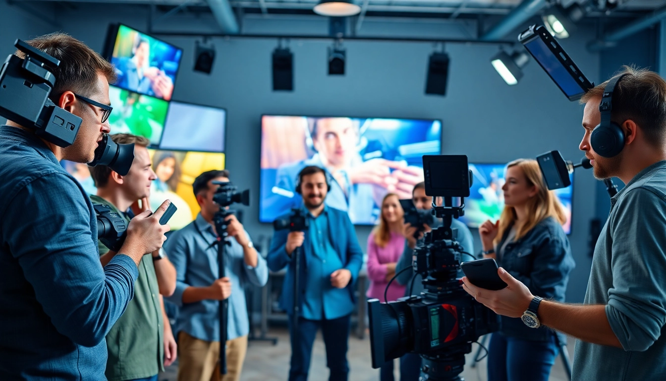 Captivating video production edmonton team collaborating in a modern studio environment.