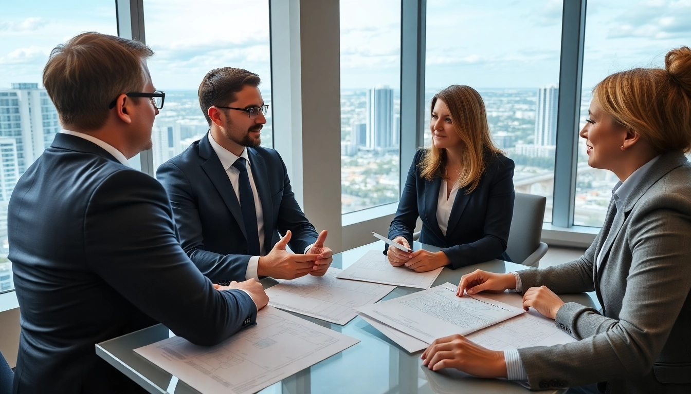 Engaging Boca Raton Real Estate Litigation Lawyer assisting clients in a modern office.