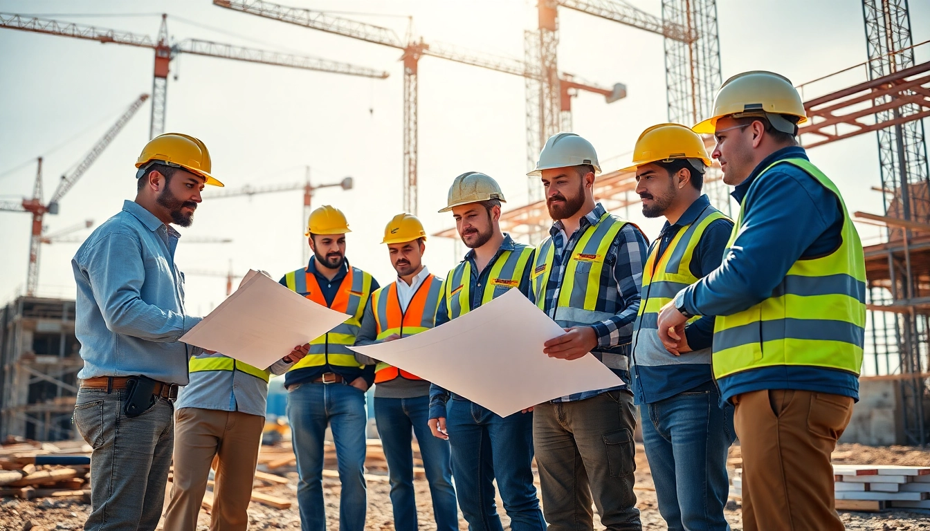 Explore careers in construction with professionals collaborating on a dynamic building site.