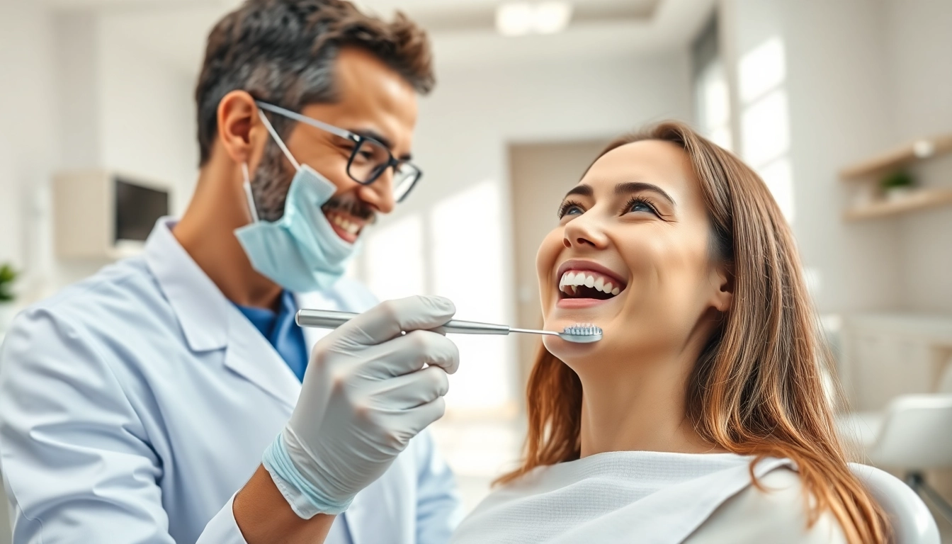 General dentist Frankfort IL providing a reassuring examination for a patient in a modern dental clinic.