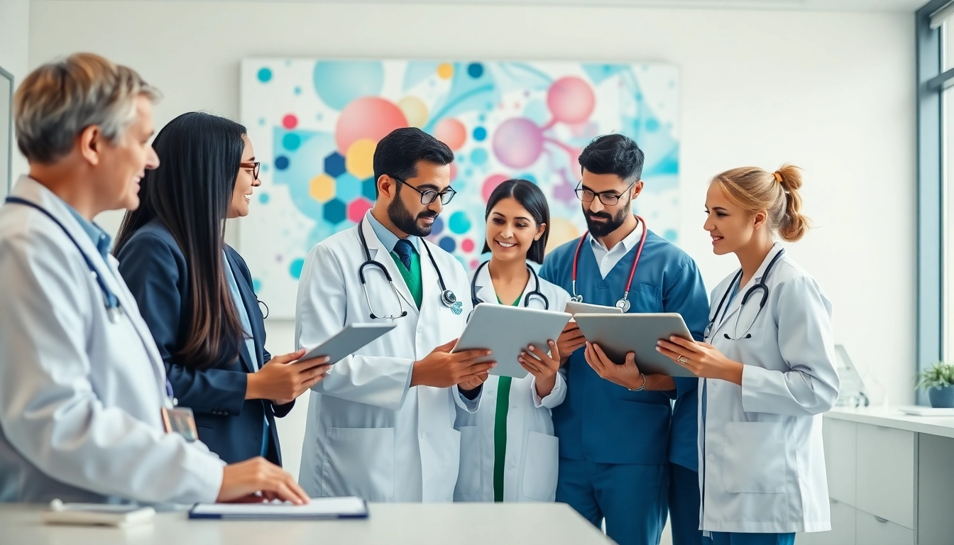 Collaborative healthcare professionals from https://www.medexdtc.com engaged in patient care discussions in a clinic.