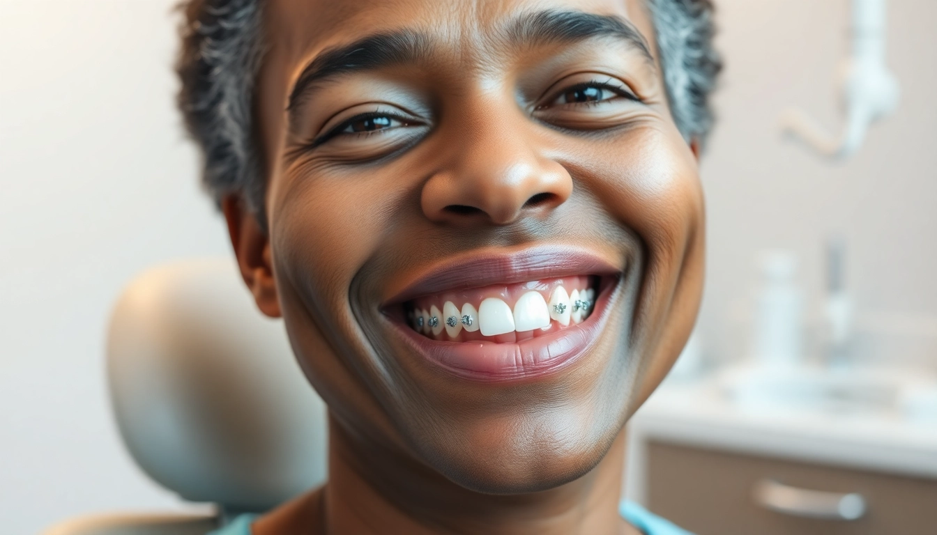 Adult braces Hawthorn enhances confidence in a smiling adult in a dental clinic.