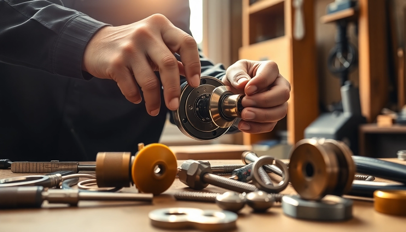 Locksmith demonstrating expertise at https://www.dakenlocks.com, focusing on intricate high-security lock components.