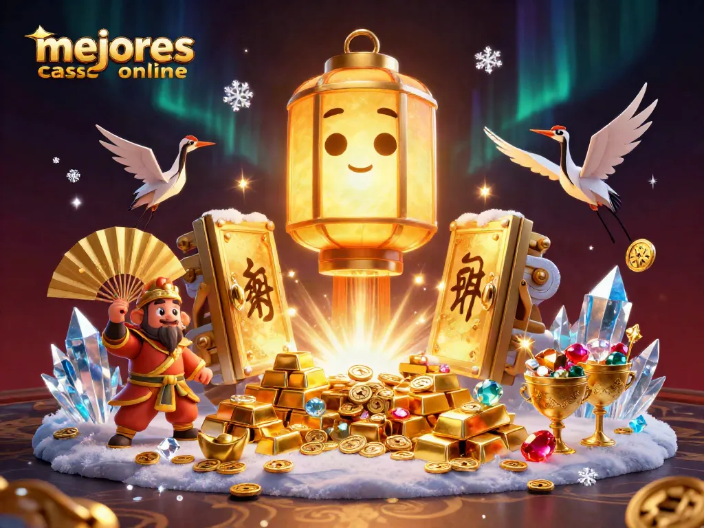 Disfruta de los mejores casinos online con esta ilustración del espíritu dorado en un casino vibrante.