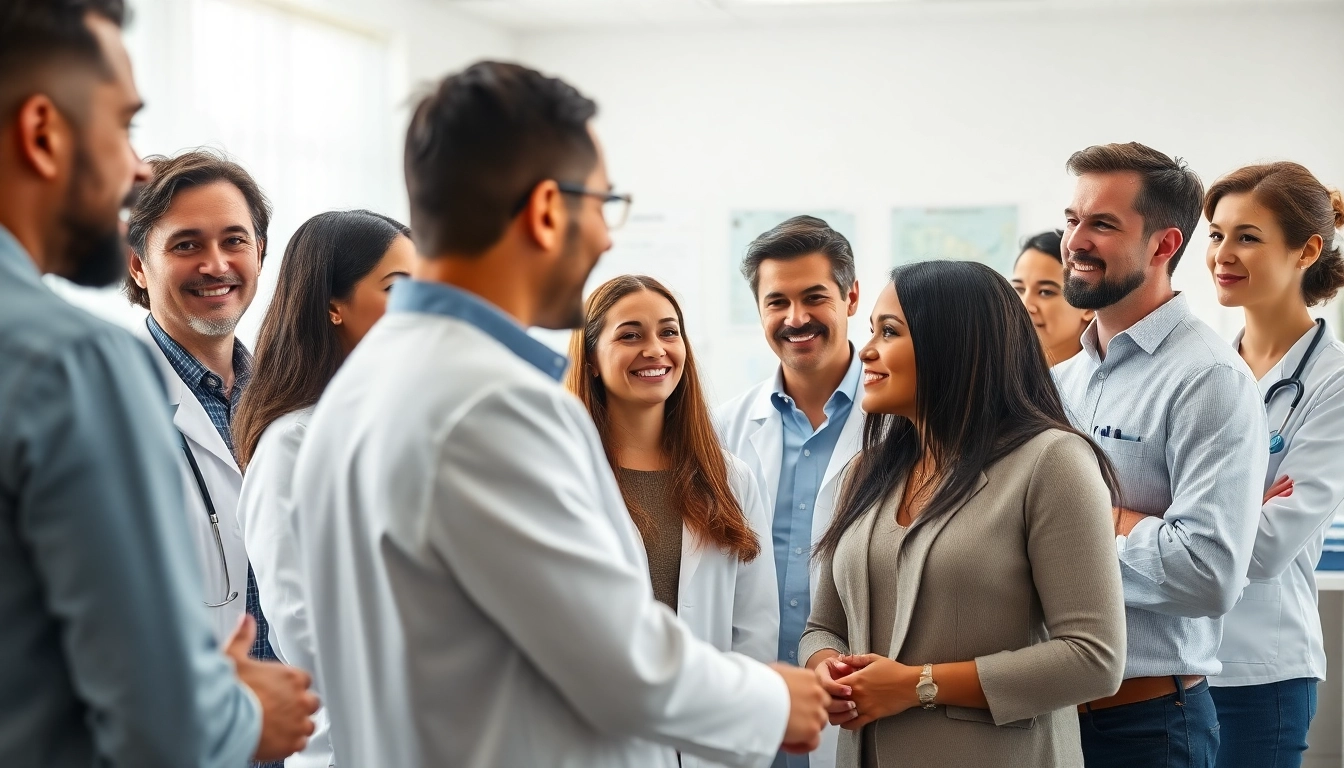 Participants engaging in the ADAPTABLE Aspirin Study with researchers in a clinical setting.