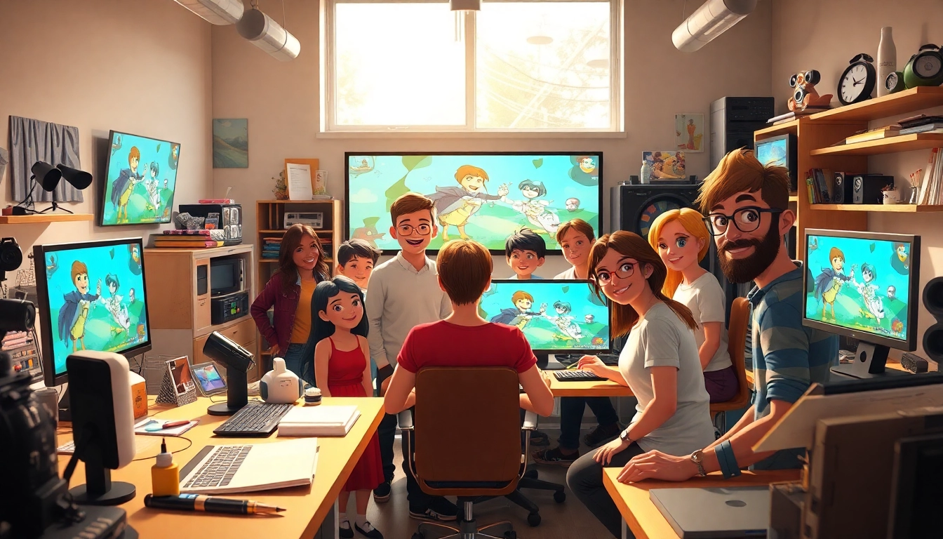 Animation Agency arbeitet an kreativen Projekten mit lebhaften Animationen.