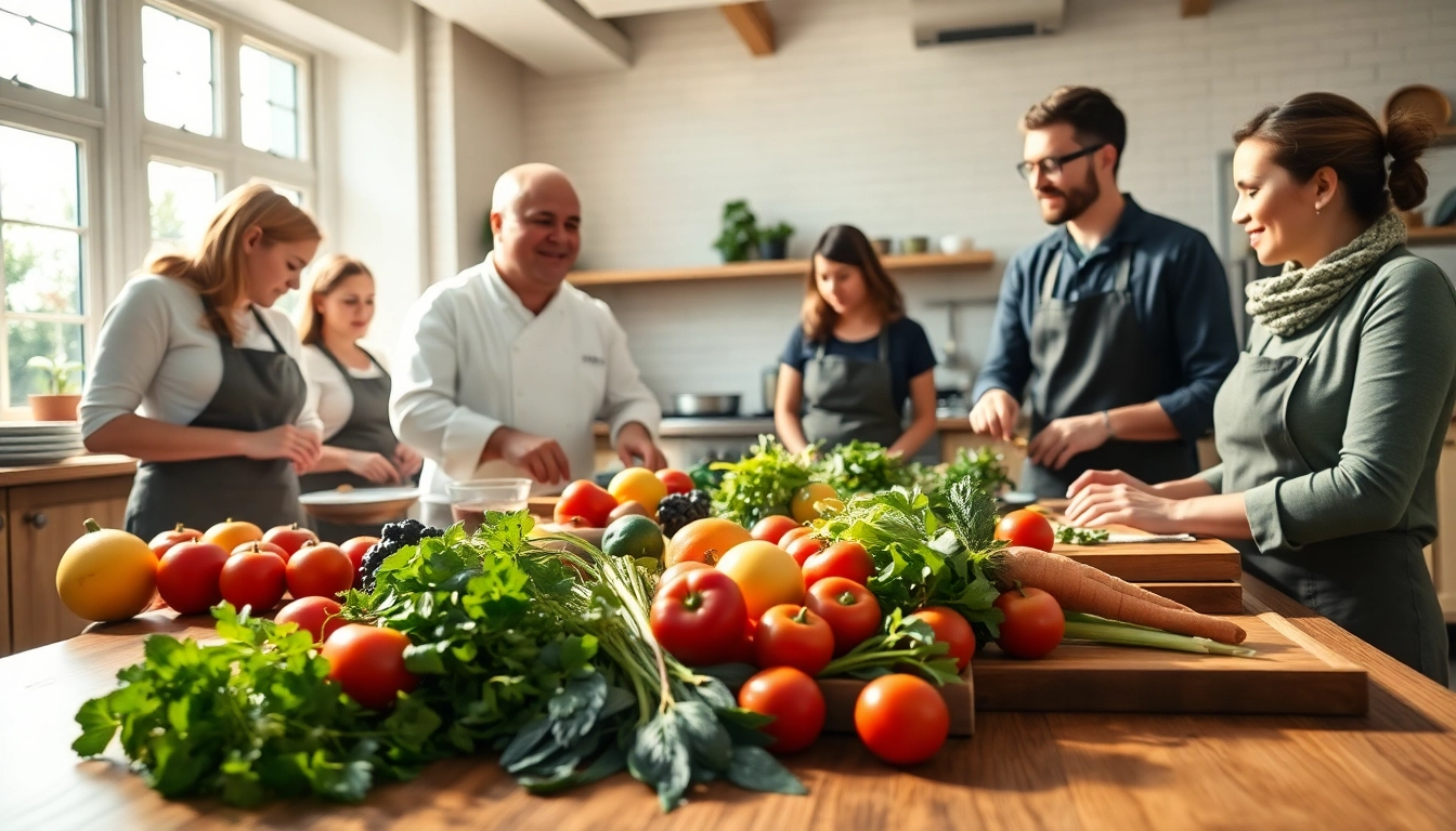 Learn new culinary skills at dishfacts.com cooking class with vibrant ingredients.