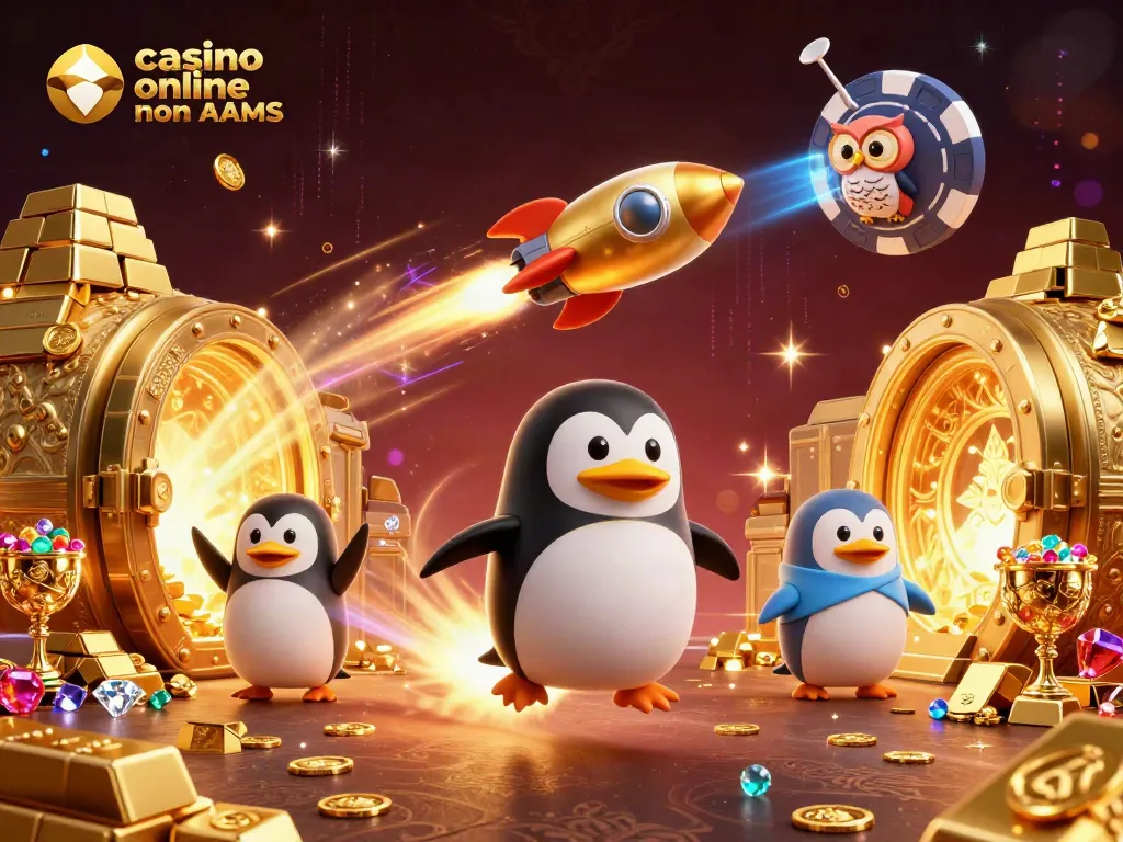 Scopri il mondo dei casino online non AAMS con un pinguino d'oro e tesori scintillanti
