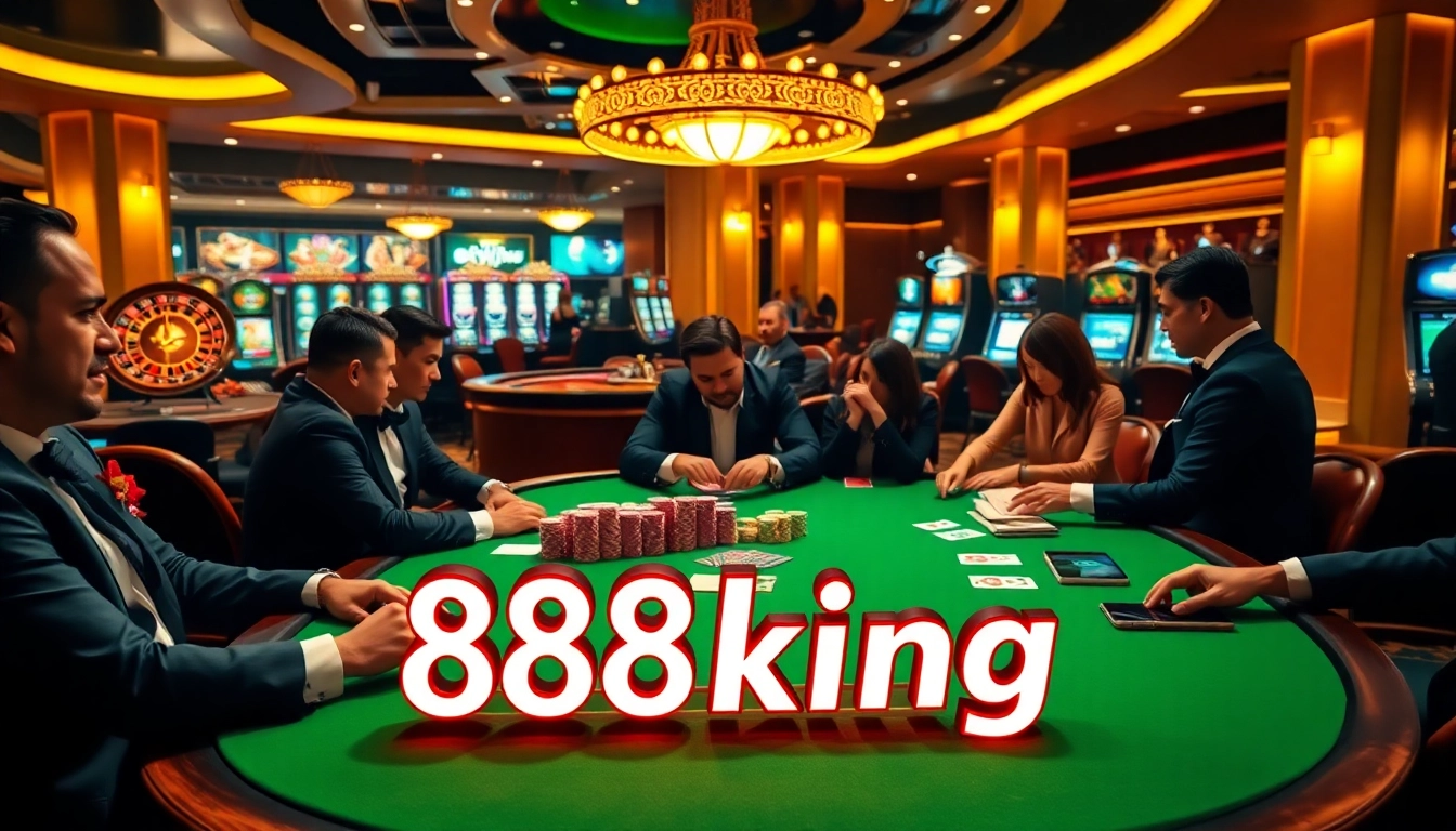 88king players compete fiercely at a luxury casino poker table, surrounded by excitement and premium gaming.