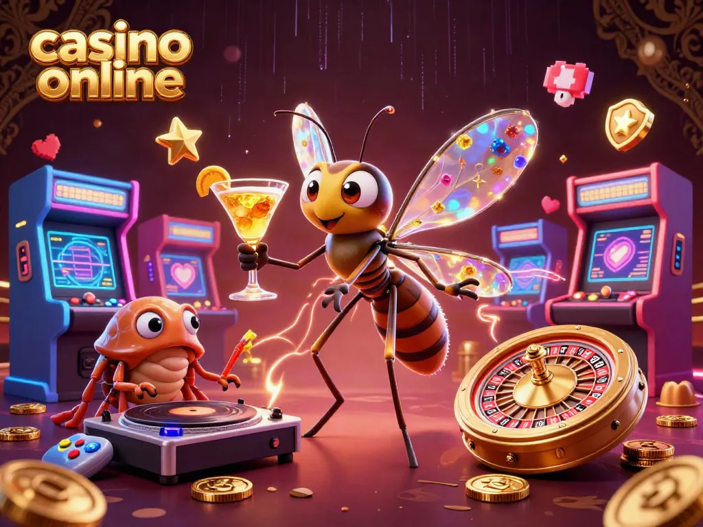 Juega en un casino online con emoción al ver a un mosquito de ámbar y un DJ trilobite en acción.