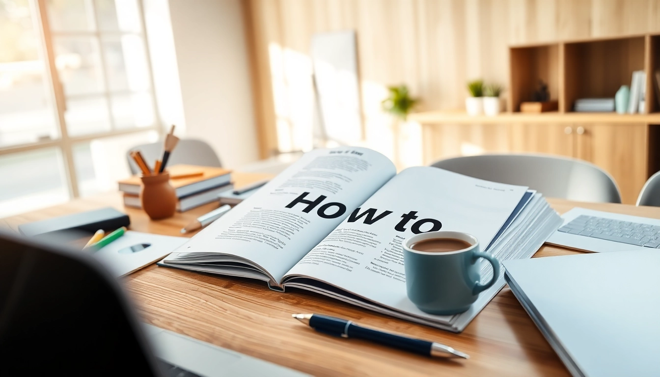 How to effectively create guidebooks with various tools on an organized desk.