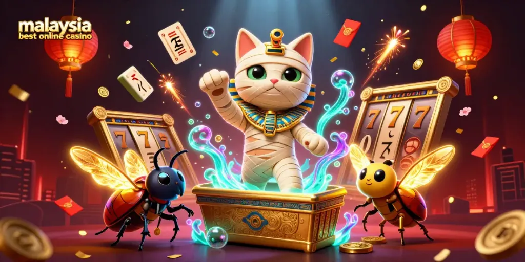 Engage with slots at the malaysia best online casino featuring vibrant characters in a pyramid setting.