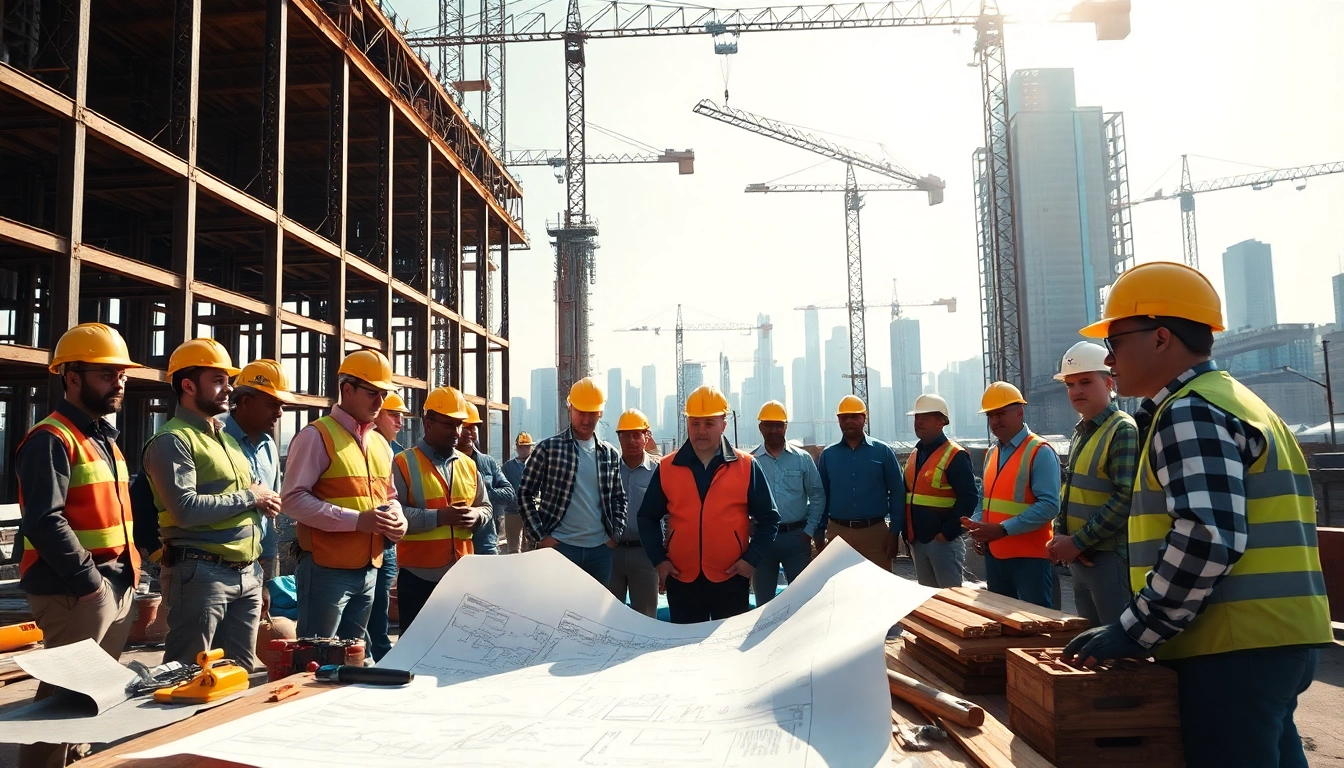 Team of New Jersey Commercial General Contractor professionals collaborating on a construction site.