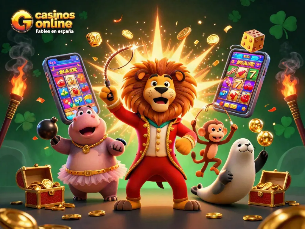 Gira los jackpots en los casinos online fiables en España con esta ilustración festiva y colorida.