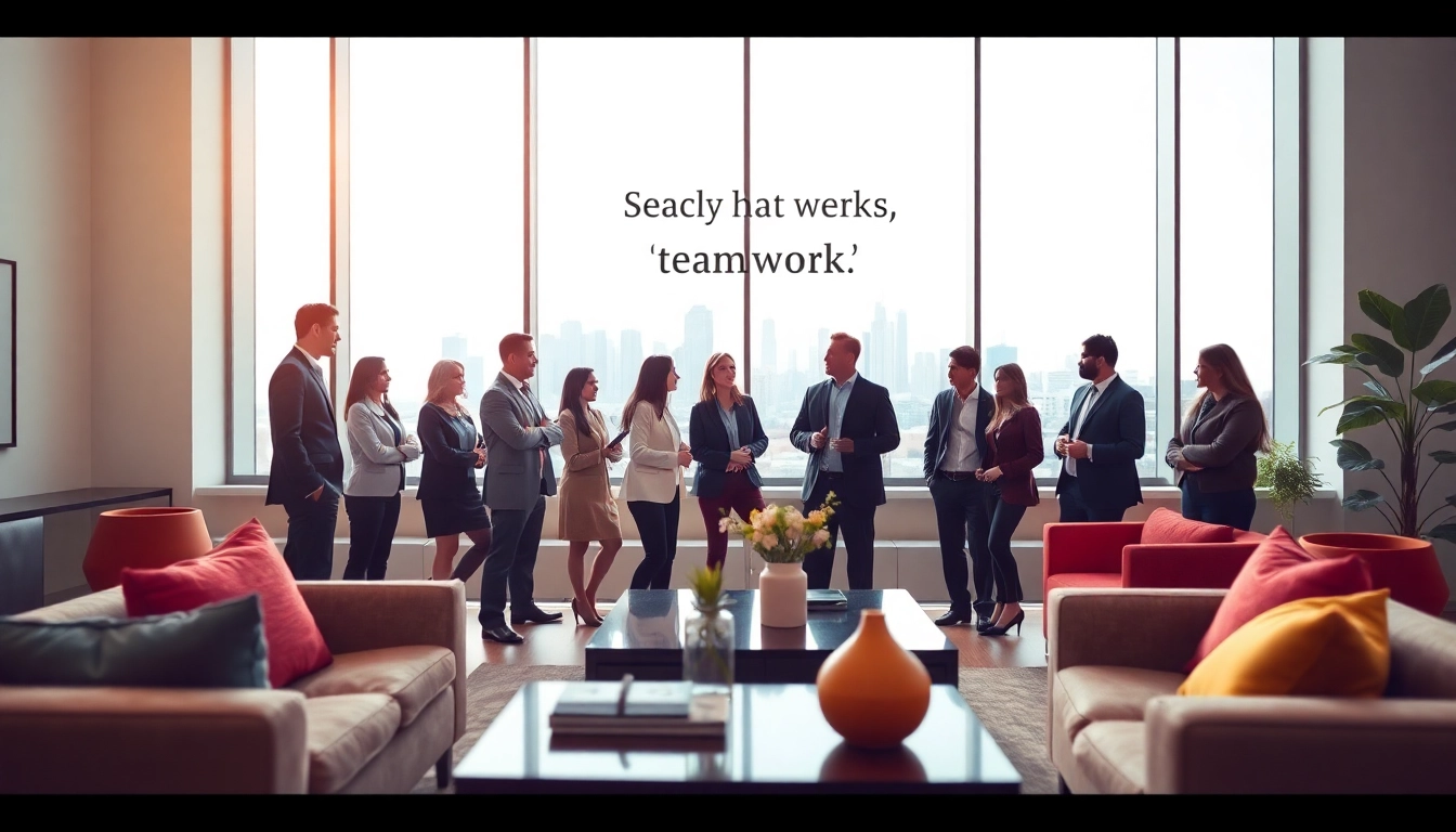REMAX agents collaborating in a modern office, demonstrating teamwork and professional atmosphere.