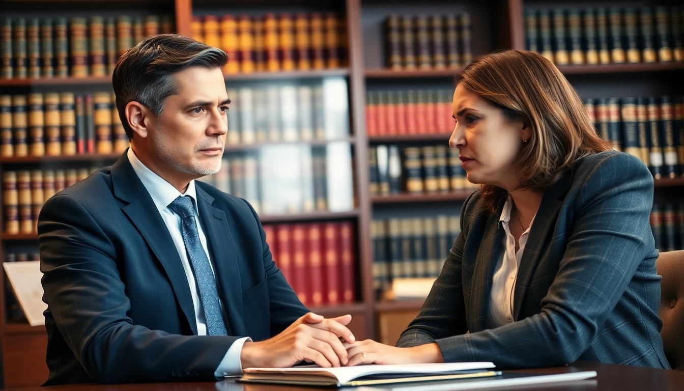 Sarasota injury lawyer providing legal counsel to a distressed client in a professional setting.