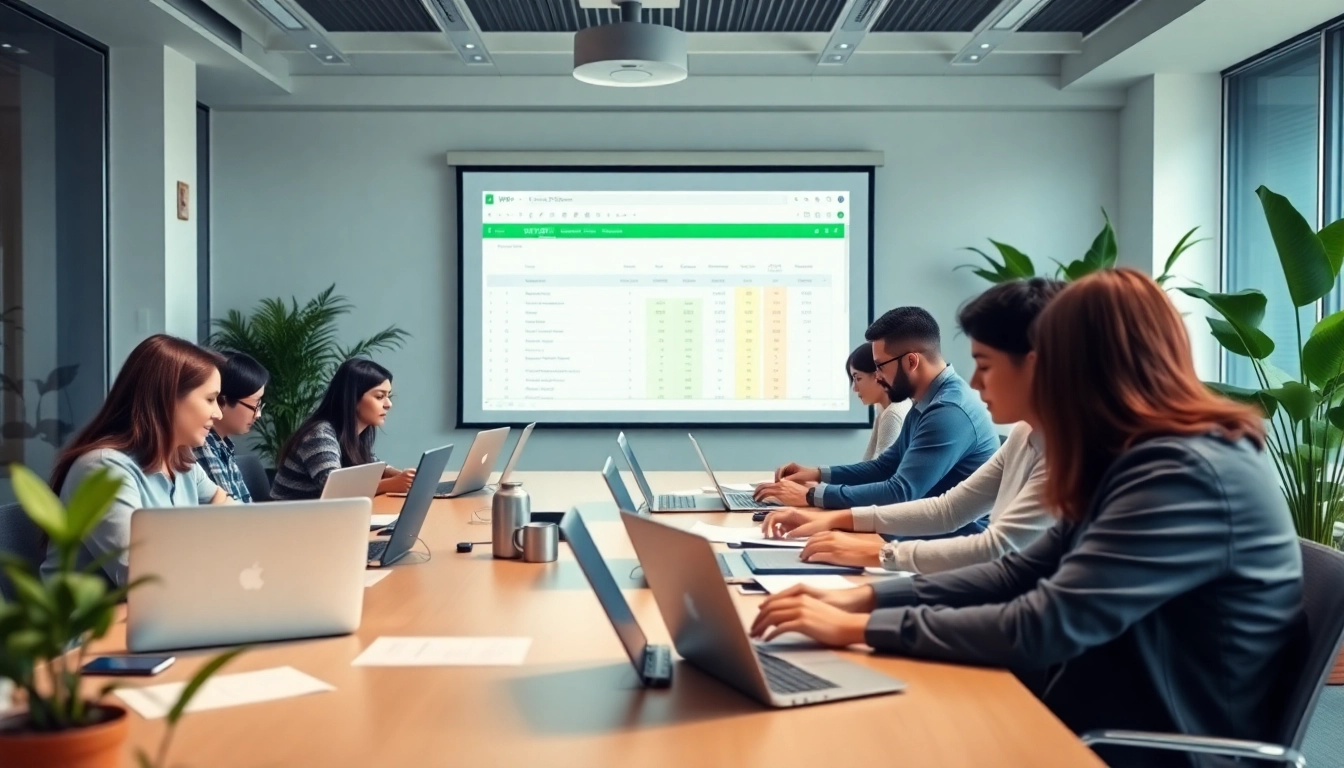 在现代办公室环境中使用 WPS Office 提高生产力的协作场景。