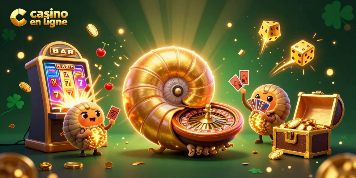 Jouez à des jeux captivants au casino en ligne avec une roulette en spirale dorée et des pièces de jackpot.