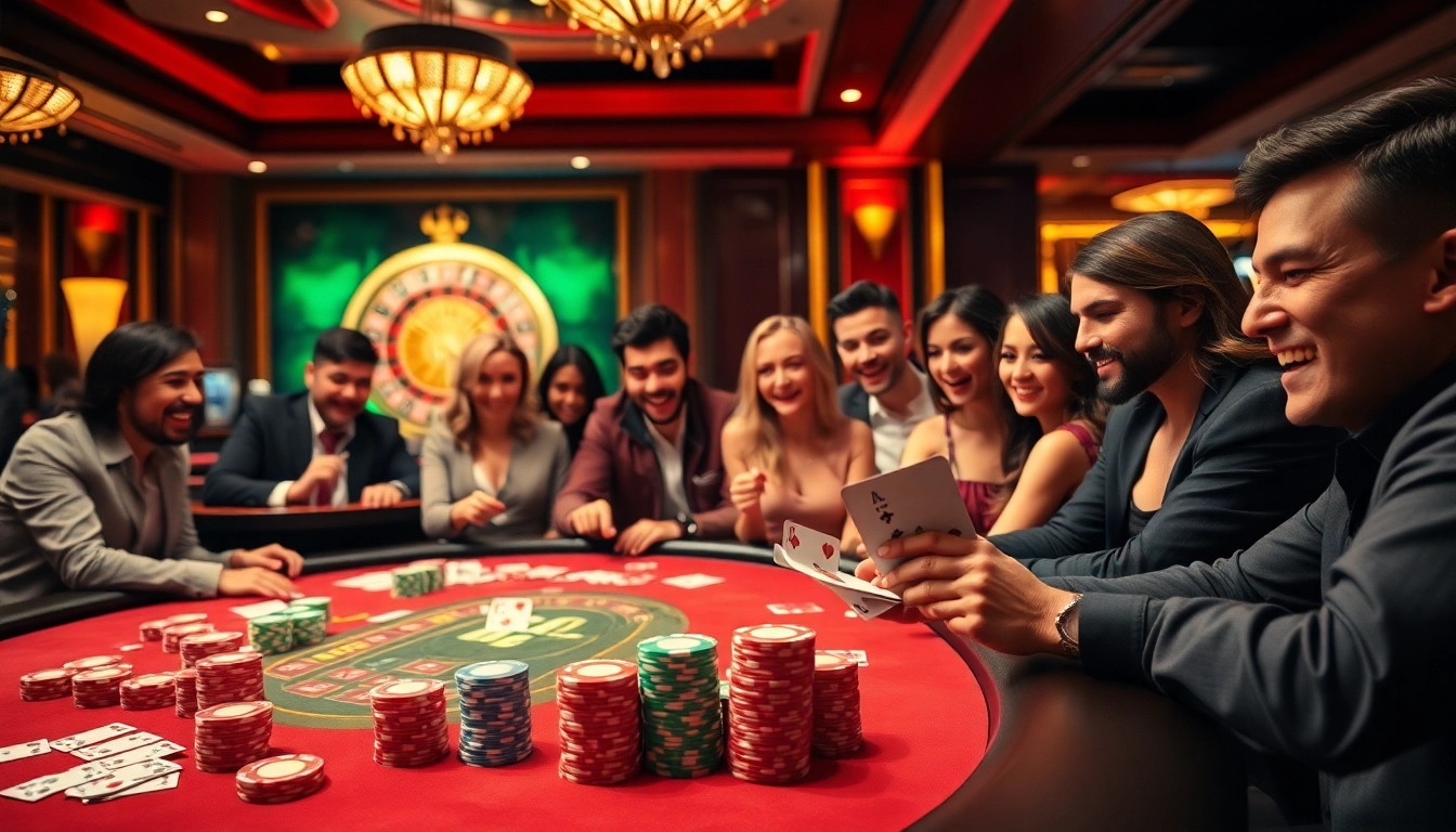 Gambling excitement at NK88 casino with poker table and vibrant chips in play.