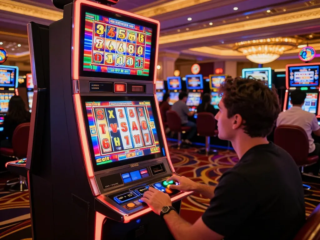 Player prepared to press the spin button for a slot bet 50 on a vibrant casino slot machine.