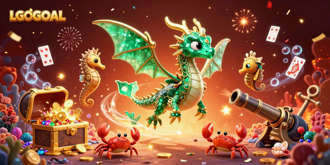 Players engage thrillingly with LGOGOAL's gem-encrusted sea dragon amid celebratory confetti.