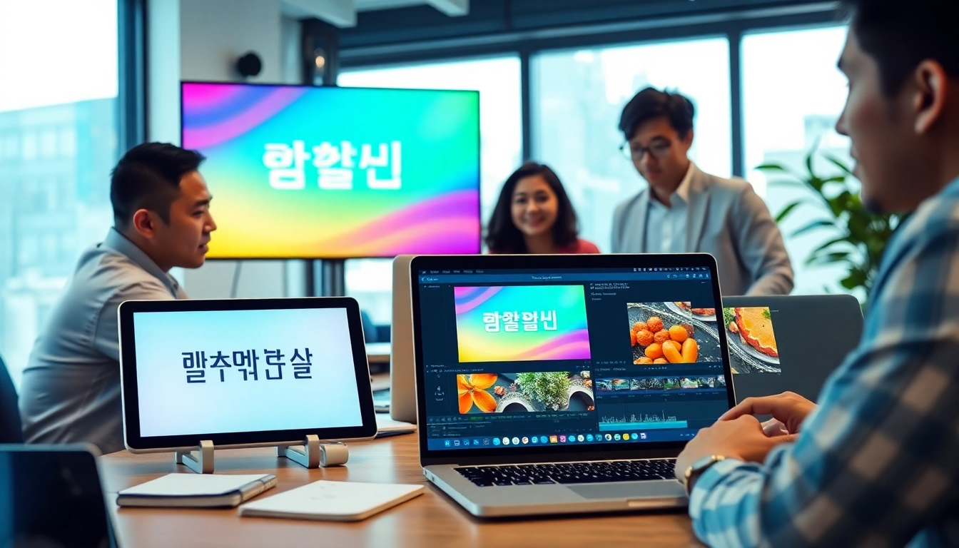 위키티비의 디지털 콘텐츠 제작 작업 공간을 보여주는 팀의 협업 모습.