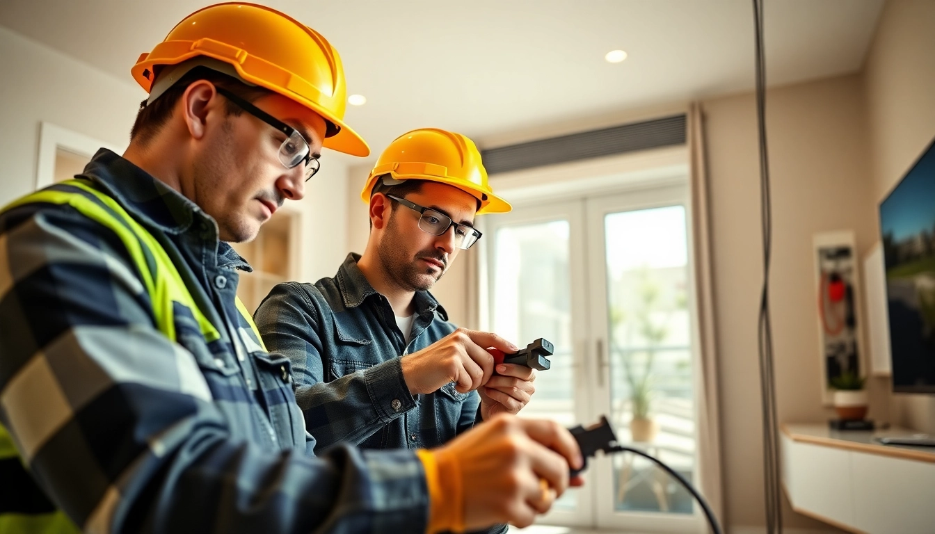 Electricians in Vancouver collaborating on a residential electrical project with precision.