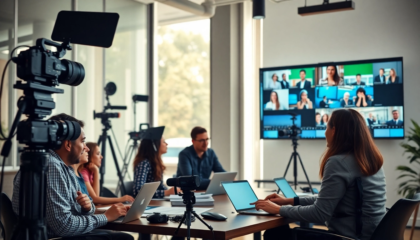 Collaborative team engaged in Corporate Video Production brainstorming session.