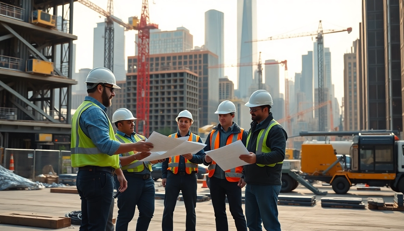 New York City Commercial General Contractor overseeing a construction project in an urban setting.
