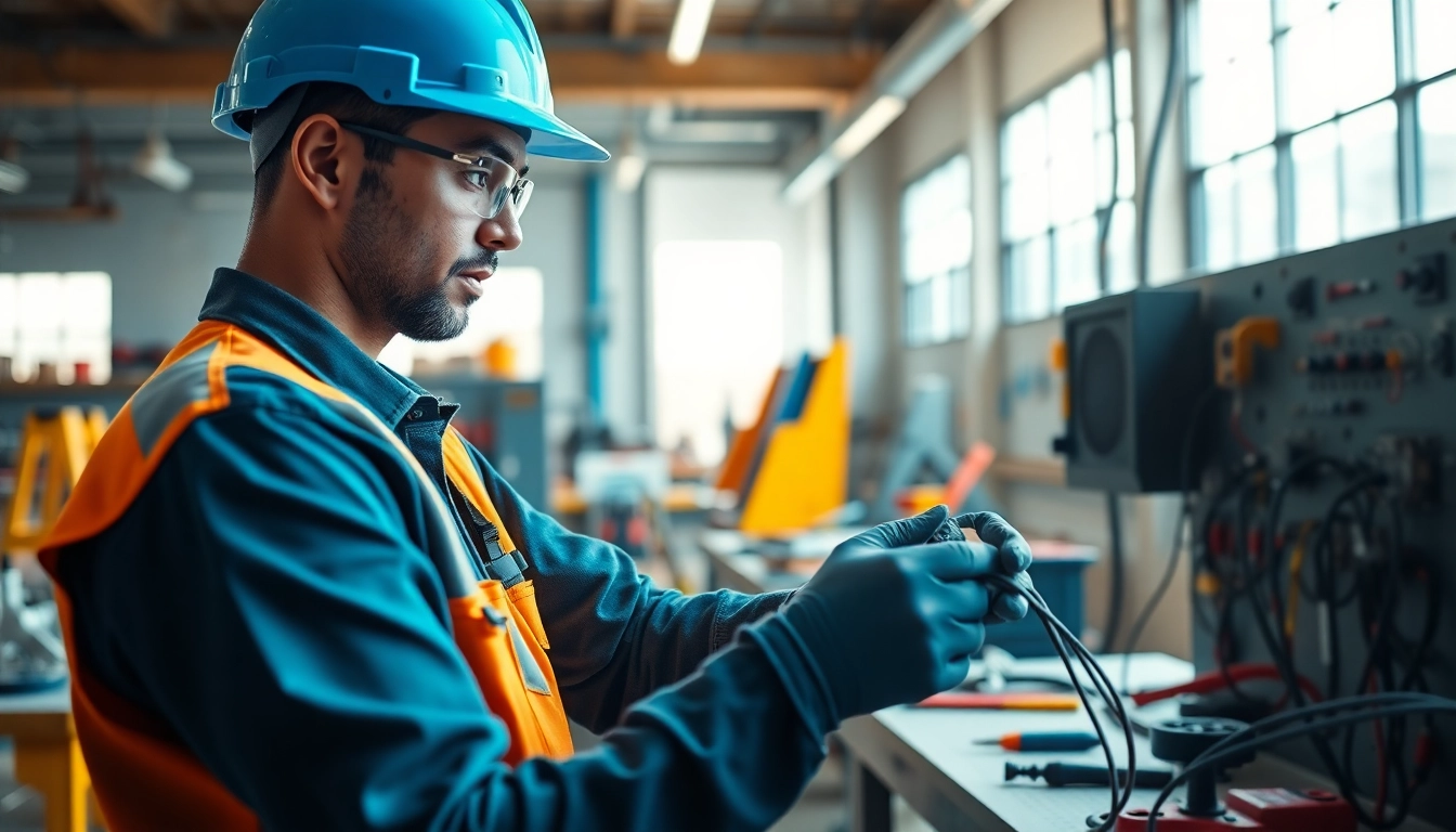 Showcase the dynamic process of acquiring nccer certification with a skilled electrician at work.
