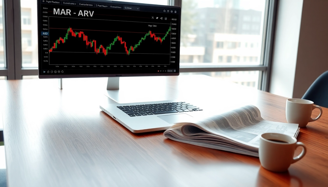 Analyze MAR stock price trends with a laptop in a bright office setting, highlighting market dynamics.