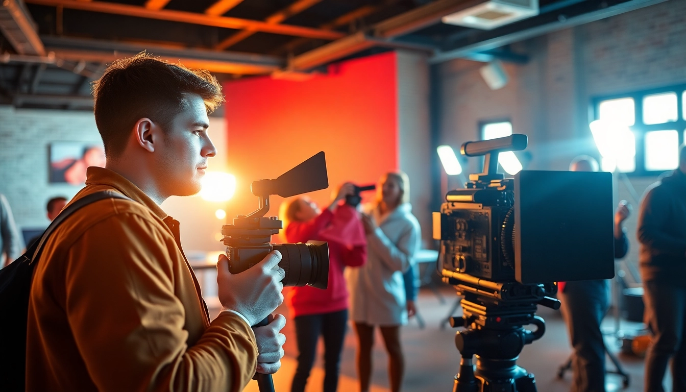 Videographer capturing scenes in a dynamic environment at a Video Production Company Calgary