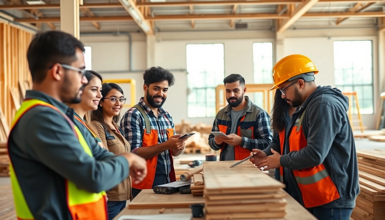 Engaging construction training programs with students actively participating in hands-on activities.