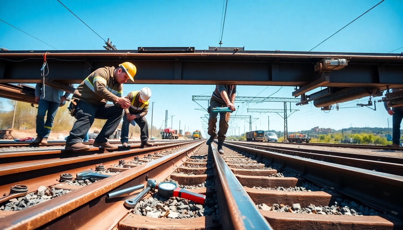 Railroa Maintenance Services focusing on technicians inspecting railway tracks and equipment.
