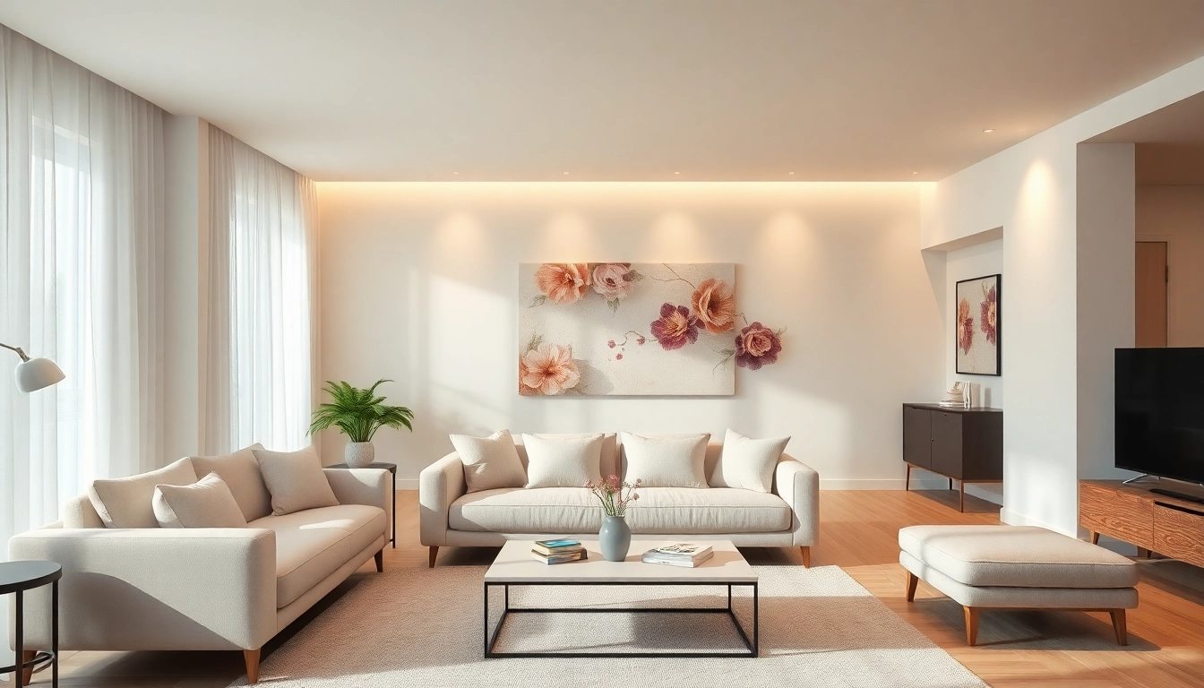 Inbouwspots led creëren een warme sfeer in een stijlvolle woonkamer.